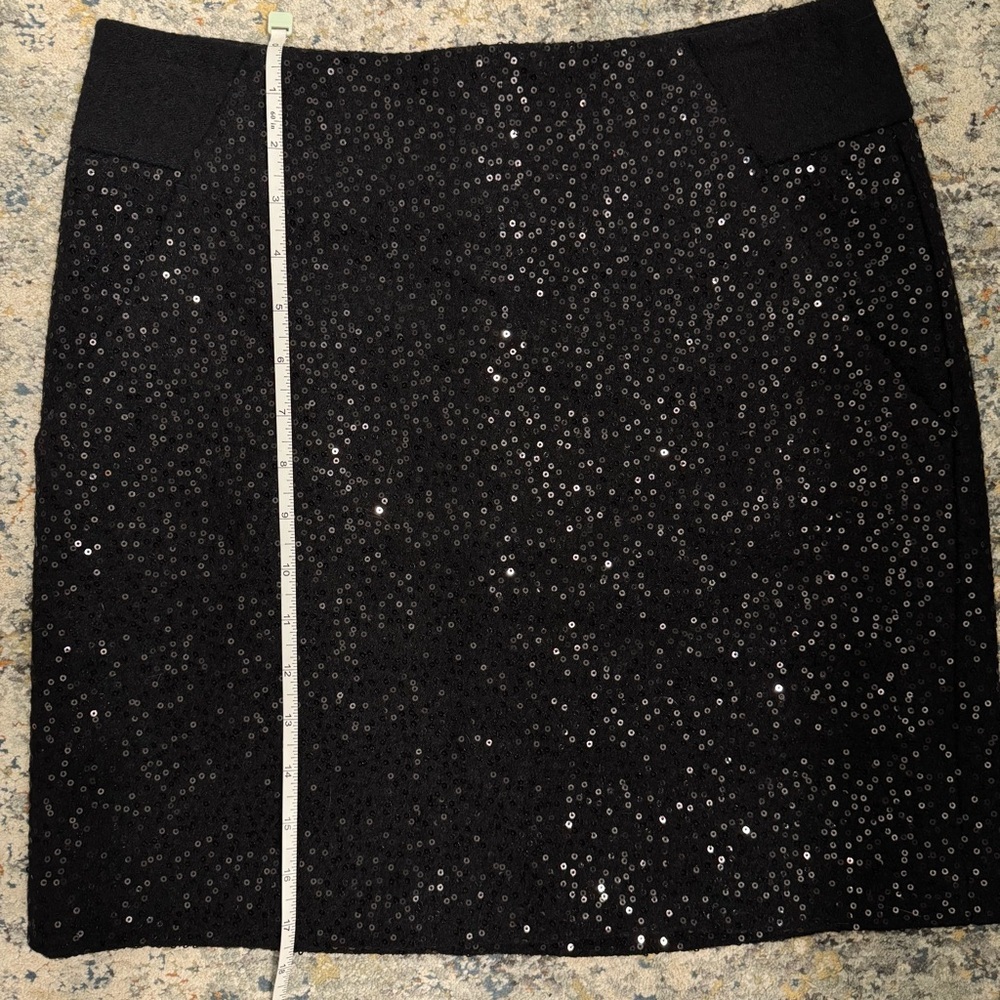 Loft black sequin wool mini skirt size 2 - Picture 6 of 11